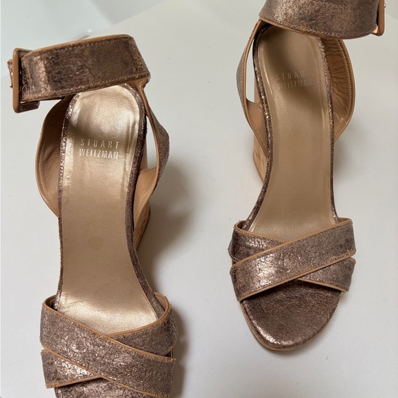 Stuart Weitzman Bronze Wedge Sandals - Picture 2 of 2